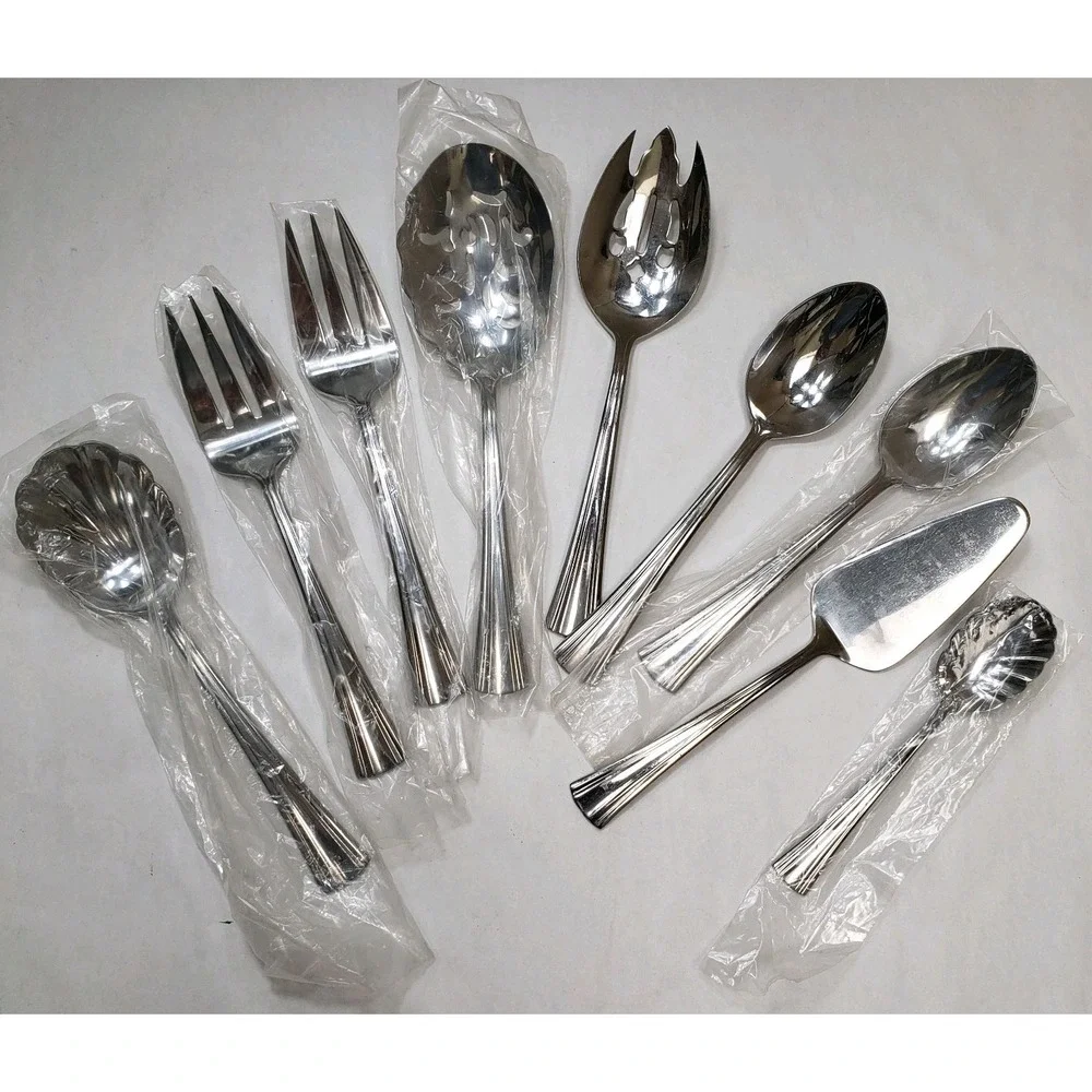 Reed And Barton Stainless Steel Flatware Serving Utensils Salad Large Spoons